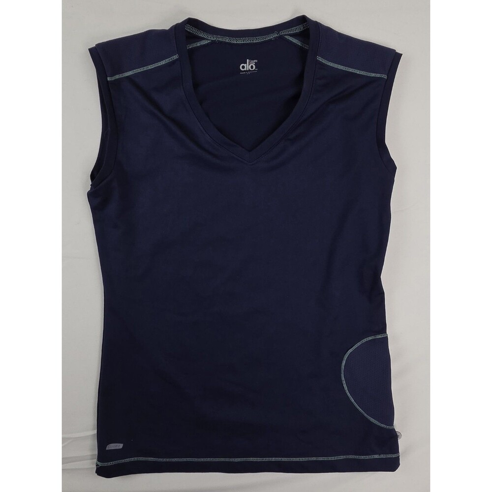 ALO Cool Fit NAVY BLUE Activewear Sleeveless Tank Top V Neck Size M